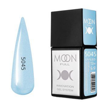 Гель-лак MOON FULL Amazing Color Gel polish №5045 світлий сіро-блакитний з дрібним шиммером, 12 мл AMFC5045 фото