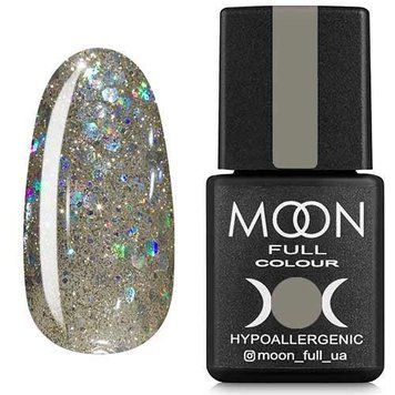 Гель-лак MOON FULL color Gel polish №328 сріблясто-золотий з різнокольоровим глітером, 8 мл MF328 фото