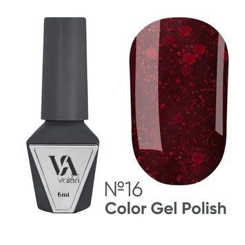 Гель-лак Valeri Color №16 бордовый с красными блестками, 6 мл GVA16 фото