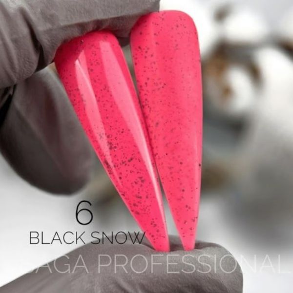Гель-лак "Черный снег" SAGA Professional Black Snow 06 розовый с черными точечками, 9 мл SGBS06 фото