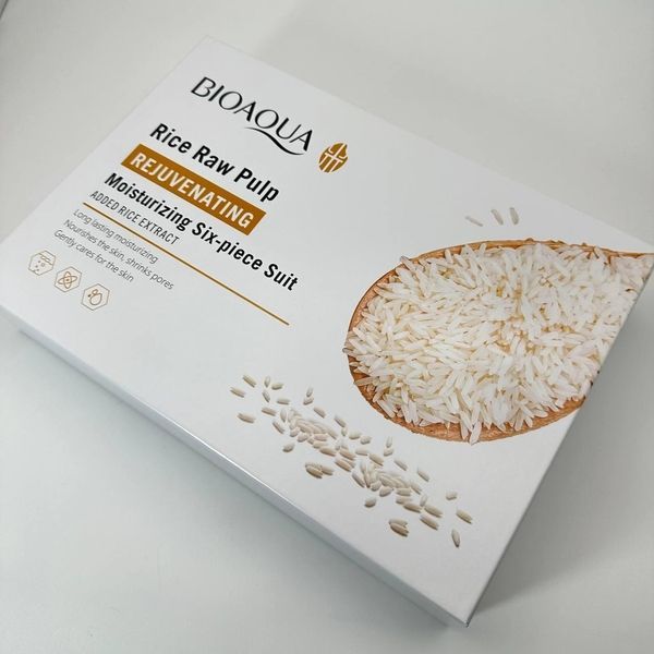 Подарунковий набір для обличчя, омолоджуючий, Bioaqua Rice Raw Pulp, з екстрактом рису, 6 засобів KOS21 фото