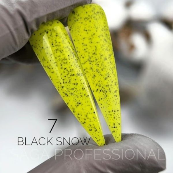 Гель-лак "Чорний сніг" SAGA Professional Black Snow 07 яскраво-жовтий з чорними крапочками, 9 мл SGBS07 фото