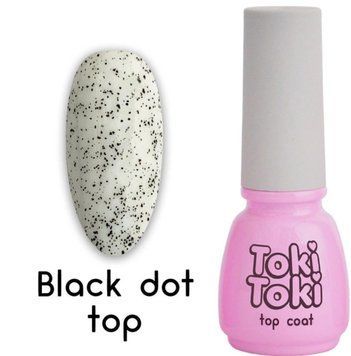 Топ для нігтів без липкого шару Toki-Toki Black Dot Top, 5 мл, чорні частинки TOPTTBDT фото