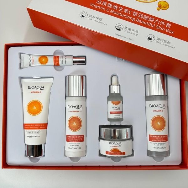 Подарунковий набір для обличчя, що зволожує, Bioaqua Vitamin C Set, з вітаміном С, 6 засобів KOS24 фото