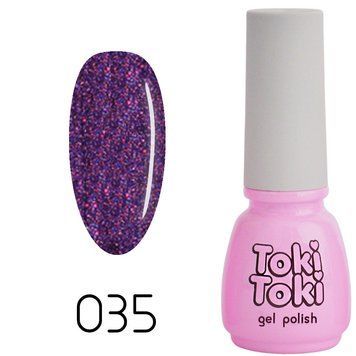 Гель-лак Toki Toki 035, 5 мл, яскраво-фіолетовий з блискітками TT035 фото