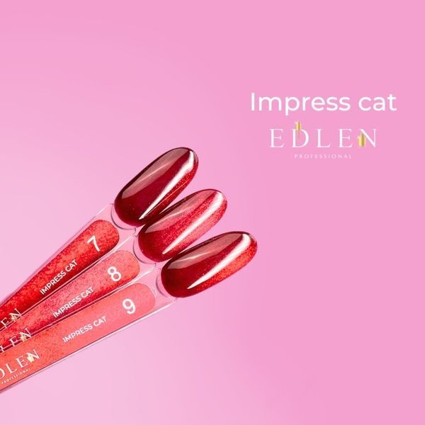 Гель-лак EDLEN Impress Cat 08 малиновий з ефектом котячого ока, 9 мл EDCAT08 фото