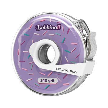 Змінний файл-стрічка клейкий, білий Bobbinail у пластиковій котушці STALEKS PRO, 240 грит SFOB04 фото