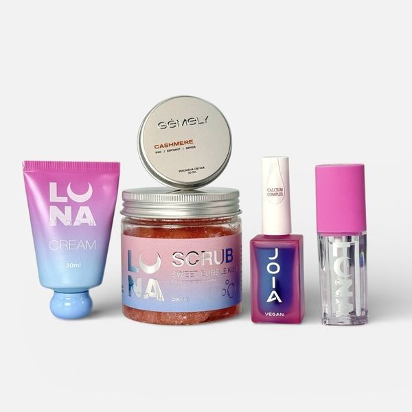 Набір у подарунковому пакуванні Care&Love Box: скраб, крем для рук, олійка, спа-свічка, вітамінний комплекс для нігтів PB01 фото
