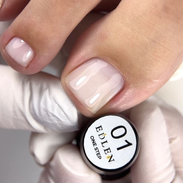 Однофазний гель-лак Edlen One step gel polish 01, білий, 9 мл EDOS01 фото