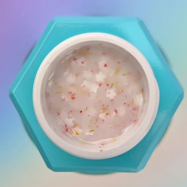 Гель для наращивания YOU ARE CUTE Builder Gel 20 молочный с декоративными цветами, 15 мл YACBG20 фото