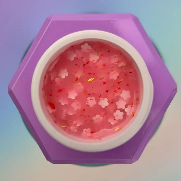 Гель для нарощування YOU ARE CUTE Builder Gel 22 рожевий з декоративними квітами, 15 мл YACBG22 фото