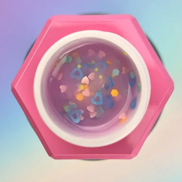 Гель для нарощування YOU ARE CUTE Builder Gel 25 ніжно-рожевий з декоративними сердечками, 15 мл YACBG25 фото