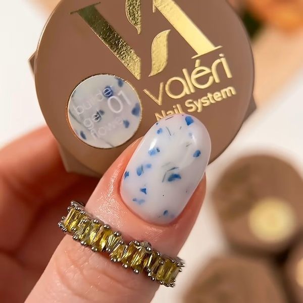 Гель із сухоцвітами VALERI Builder Gel Flower 01, світло-синій, 15 мл BGVALF01 фото