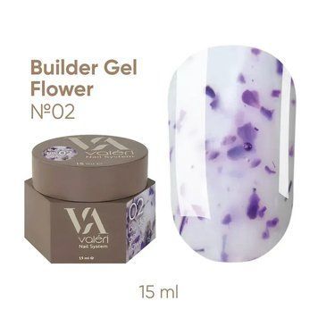 Гель із сухоцвітами VALERI Builder Gel Flower 02, світло-фіолетовий, 15 мл BGVALF02 фото