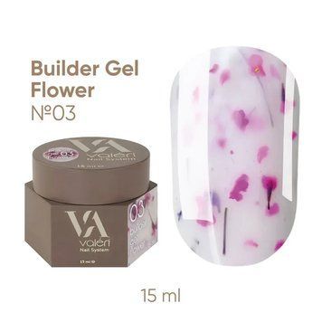 Гель із сухоцвітами VALERI Builder Gel Flower 03, рожевий, 15 мл BGVALF03 фото