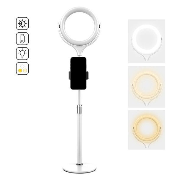 Лампа настільна кільцева Ring Light Kit F-537, біла LED36 фото