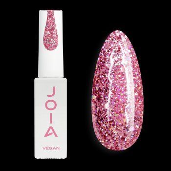 Гель-лак JOIA vegan 128, 6 мл, рожевий з блискітками JV128 фото