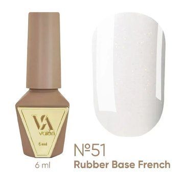 Камуфлююча база Valeri Rubber Base French 51 молочний з мікроблиском, 6 мл KBV51 фото
