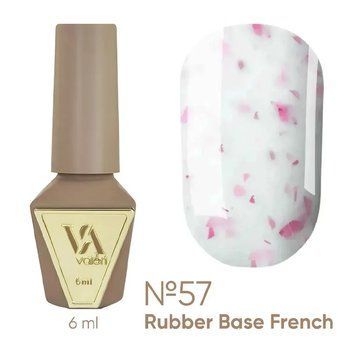 Камуфлююча база Valeri Rubber Base French 57 білий з рожевою поталлю, 6 мл KBV57 фото