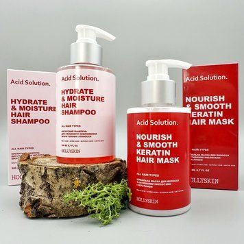 Набір HOLLYSKIN Acid Solution для глибокого зволоження шкіри голови 2 в 1 NKOSHS11 фото