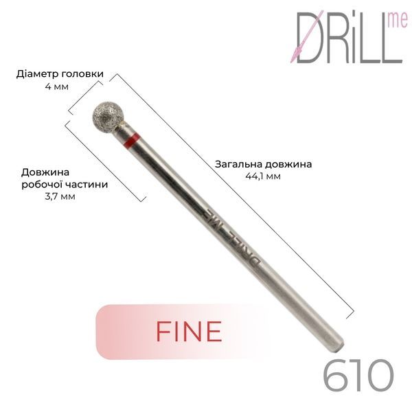 Фреза алмазная DRILL ME №610 Шар 4 мм, красная насечка DRILLME610 фото