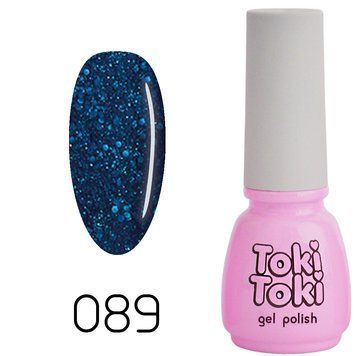 Гель-лак Toki Toki 089, 5 мл, синій з блискітками TT089 фото