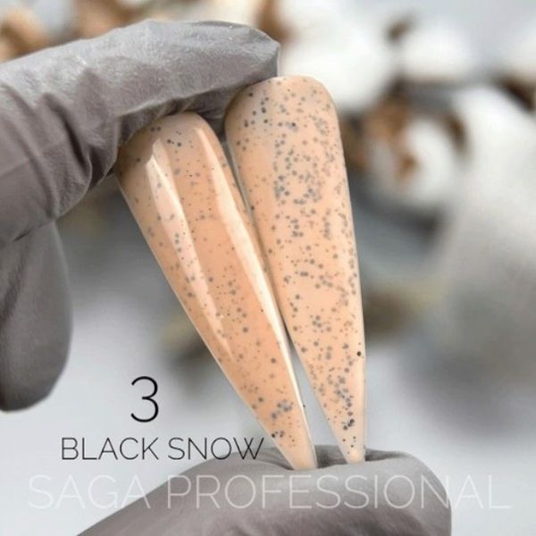 Гель-лак "Черный снег" SAGA Professional Black Snow 03 персиковый с черными точечками, 9 мл SGBS03 фото