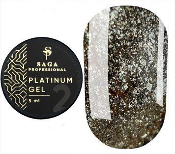 Платинум гель для дизайна ногтей SAGA Professional Platinum Gel 02, золотистый, 5 мл SGPG02 фото