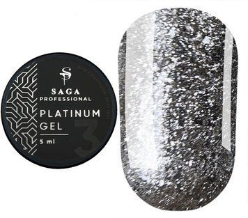 Платинум гель для дизайна ногтей SAGA Professional Platinum Gel 03, серебристый, 5 мл SGPG03 фото