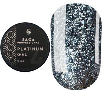 Платинум гель для дизайна ногтей SAGA Professional Platinum Gel 04, холодный серебристый, 5 мл SGPG04 фото
