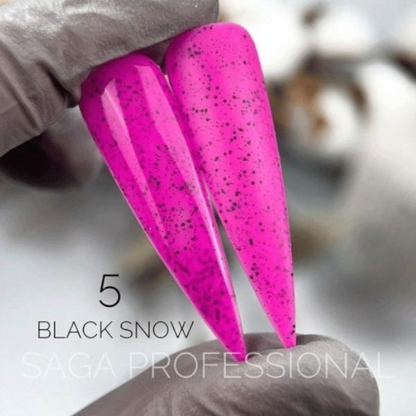 Гель-лак "Черный снег" SAGA Professional Black Snow 05 темно-розовый с черными точечками, 9 мл SGBS05 фото