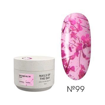 Гель для нарощування NAILS OF THE DAY Builder Gel 99 рожевий з сухоцвітами, 15 мл NDBG99 фото