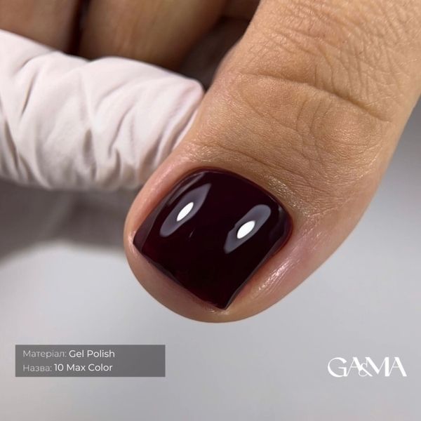 Гель-лак GA&MA Max Color 010 Макс Колор 010 Black Plum темно-фиолетовый, 10 мл GMMC10 фото