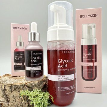 Набір 2в1 для обличчя з гліколевою кислотою HOLLYSKIN NKOSHS12 фото