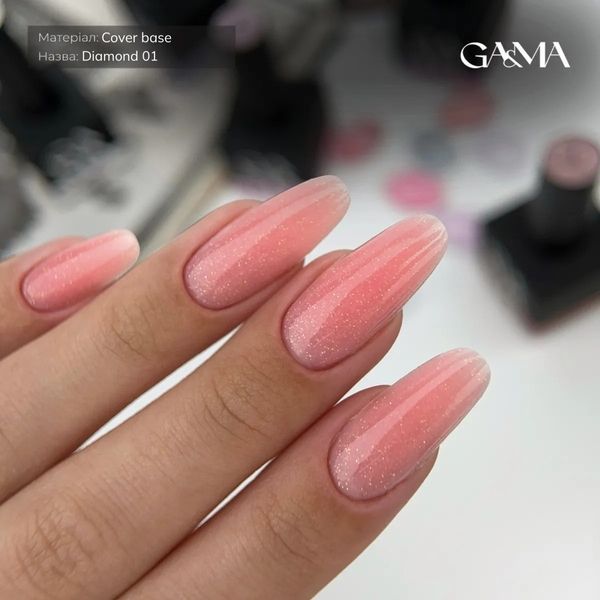 Камуфлююча база GA&MA Diamond 002 ніжно-рожевий з шиммером, 15 мл KBGAD02 фото
