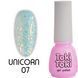Гель-лак Toki Toki Unicorn UN07, 5 мл, ніжно-бірюзовий із золотистими блискітками TTUN07 фото 1