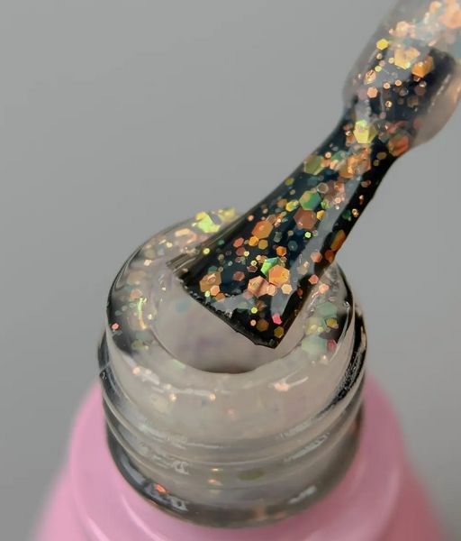 Гель-лак Toki Toki Unicorn UN02, 5 мл, молочный с оранжево-золотиститыми блестками TTUN02 фото