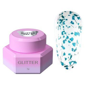 Гель с сухоцветами YOU ARE CUTE Glitter Gel 09, голубой 5 мл YACGG9 фото