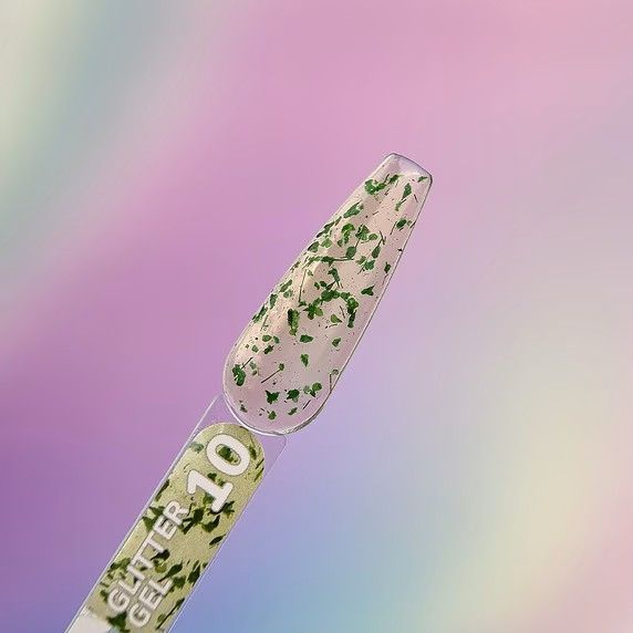 Гель с сухоцветами YOU ARE CUTE Glitter Gel 10, зеленый 5 мл YACGG10 фото