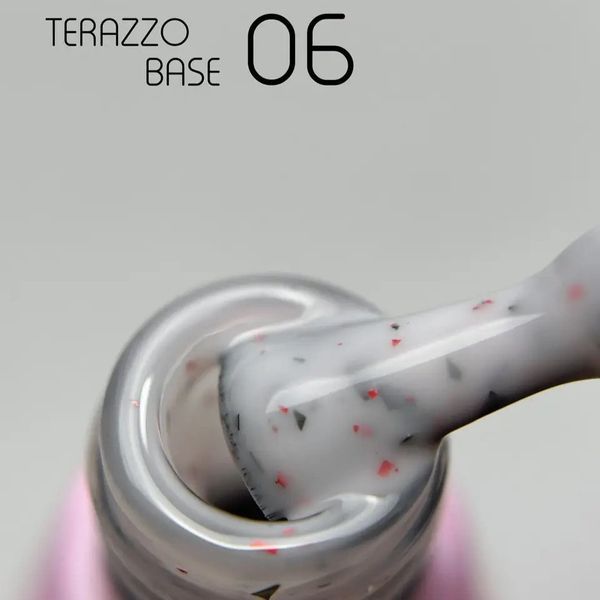 Камуфлирующая база Toki-Toki Terazzo 06, молочно-розовая с черно-красной поталью, 5 мл KBTTT06 фото