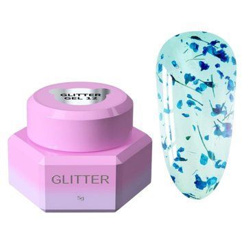 Гель с сухоцветами YOU ARE CUTE Glitter Gel 12, синий 5 мл YACGG12 фото