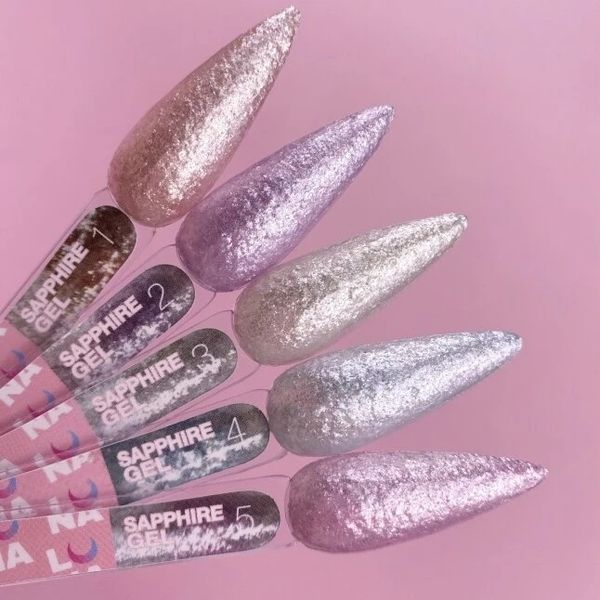 Сапфір-гель для дизайну нігтів LUNAmoon Sapphire Gel 4, сріблястий, 5 мл SGLUNA04 фото